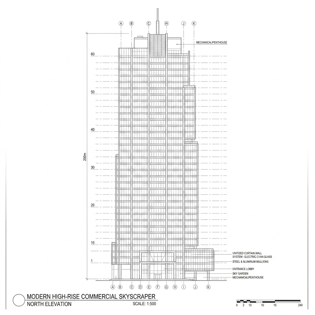 Wireframe Commercial Elevation