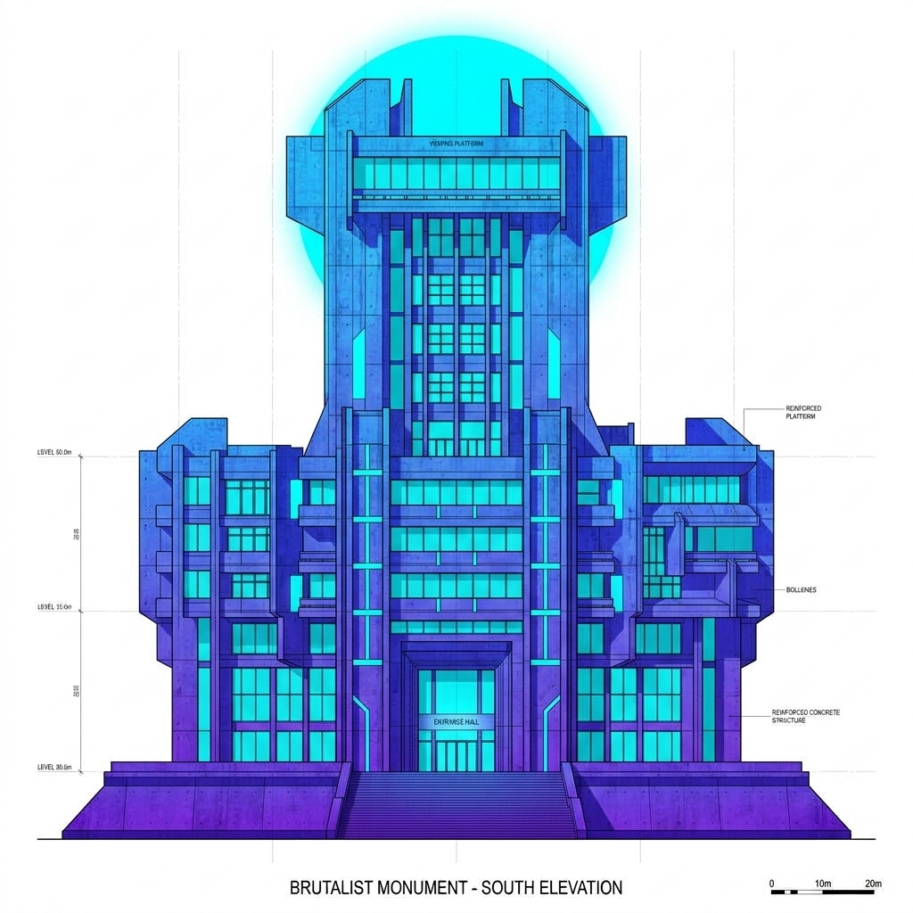 Electric Blueprint Rendered Monument
