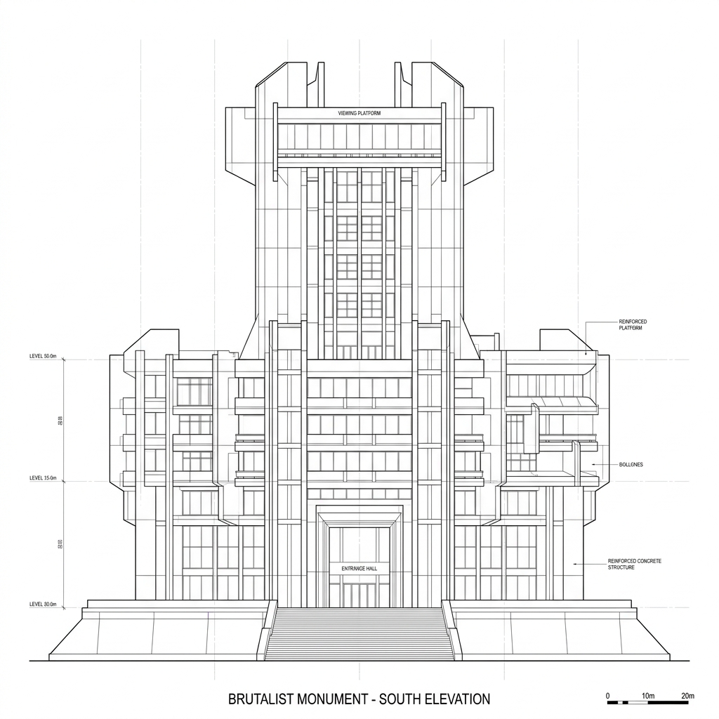 2D Wireframe Monument Drawing
